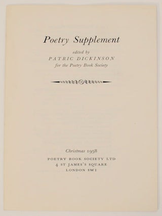 Item #169629 Poetry Supplement. Patric DICKINSON, Hal Summers Frances Cornford, Jacques...