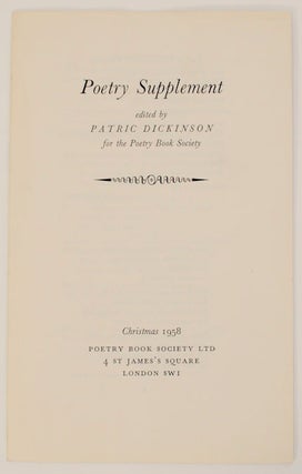 Item #169629 Poetry Supplement. Patric DICKINSON, Hal Summers Frances Cornford, Jacques...