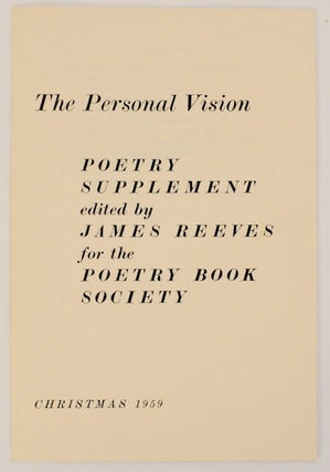 Item #169630 The Personal Vision: Poetry Supplement. James REEVES, Marnie Pomeroy Edmund...