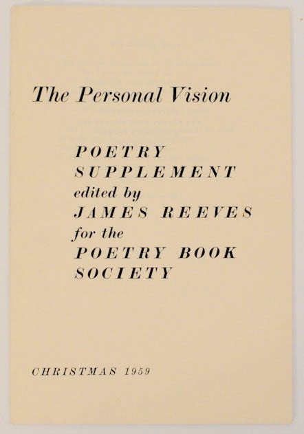 Item #169630 The Personal Vision: Poetry Supplement. James REEVES, Marnie Pomeroy Edmund Blunden, Elena Fearn, Martin Seymour-Smith, Alastair Reid, Donald Davie, Terence Hards, Ewart Milne.