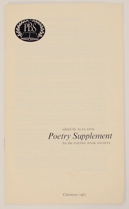 Item #169634 Poetry Supplement. Alan ROSS, Gavin Eward Roy Fuller, Larry Rubin, Brian Jones, Michael Levey, Taner Baybars, Hugo Williams, David Pryce-Jones.