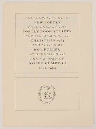 Item #169635 Supplement to New Poetry. Roy FULLER, John Fuller Nissim Ezekiel, Peter Levi,...