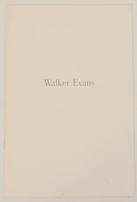 Item #169997 Walker Evans: Photographs 1930-1971. Walker EVANS.