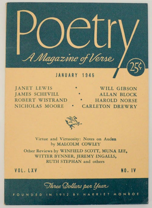 Item #170343 Poetry: A Magazine of Verse January 1945 Vol. LXV No. IV. Peter DE VRIES, Marion Strobel.