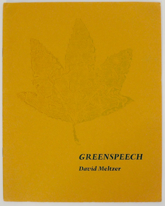 Item #171992 Greenspeech. David MELTZER.