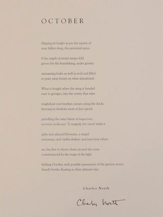 Item #172178 October (Signed Broadside). Charles NORTH