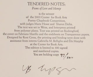 Tendered Notes: Poems of Love and Money (Signed Limited Edition)