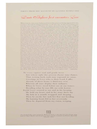 Item #173405 Dante Alighieri first encounters love. Dante ALIGHIERI, Barbara Reynolds