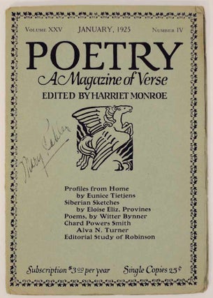 Item #175493 Poetry: A Magazine of Verse Volume XXV January, 1925 Number IV. Harriet MONROE