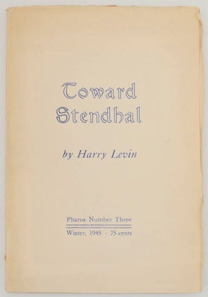 Item #175498 Toward Stendhal. Harry LEVIN