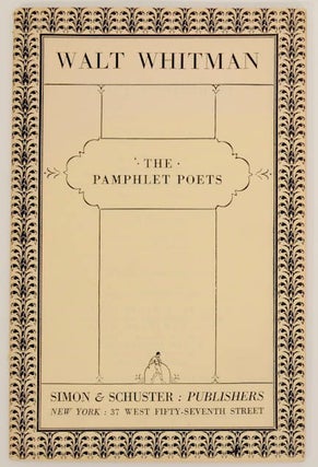 Item #175558 The Pamphlet Poets Series. Walt WHITMAN