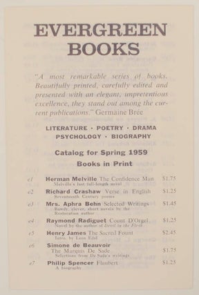 Item #176463 Evergreen Books Catalog for Spring 1959, Books in Print
