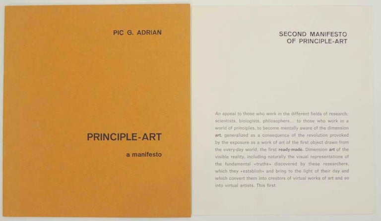 Item #176702 Principle - Art: A Manifesto. Pic G. ADRIAN.