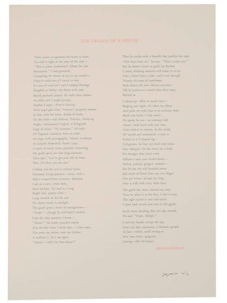 Item #177141 The Dream of a House (Signed Broadside). Reynolds PRICE