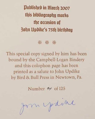John Updike: A Bibliography of Primary and Secondary Materials (Signed Limited Edition)