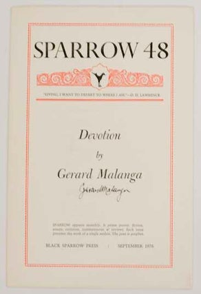 Item #177576 Devotion (Signed First Edition). Gerard MALANGA