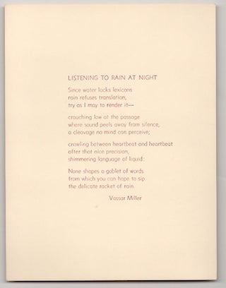 Item #178582 Listening to Rain at Night. Vassar MILLER