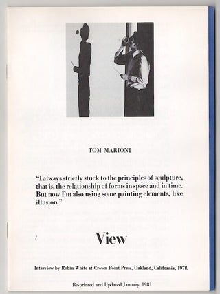 Item #179095 View: Vol. I No. 5 October, 1978 - Tom Marioni. Robin WHITE, Tom Marioni