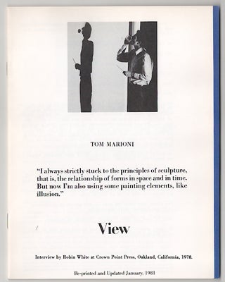 Item #179095 View: Vol. I No. 5 October, 1978 - Tom Marioni. Robin WHITE, Tom Marioni