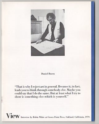 Item #179096 View: Vol. I No. 9 February, 1979 - Daniel Buren. Robin WHITE, Daniel Buren