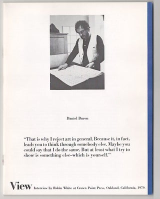 Item #179096 View: Vol. I No. 9 February, 1979 - Daniel Buren. Robin WHITE, Daniel Buren