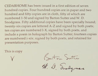 Cedarhome Poems (Signed Limited Edition)