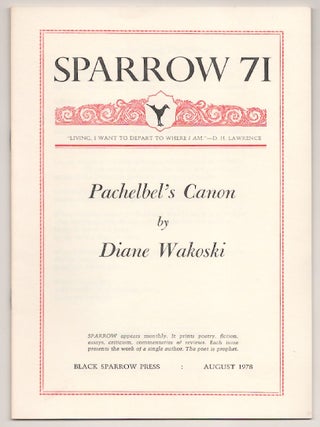 Item #181341 Pachelbel's Canon. Diane WAKOSKI