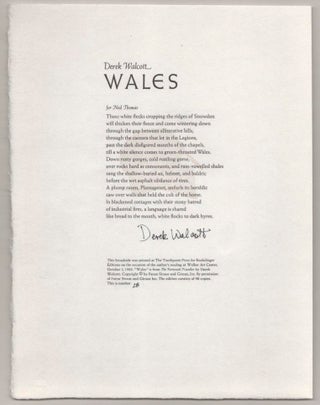 Item #182173 Wales (Signed Broadside). Derek WALCOTT