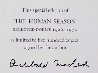 The Human Season: Selected Poems 1926-1972 (Signed Limited Edition)