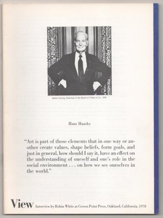 Item #184283 View Vol. 1 No. 6 Hans Haacke. Hans HAACKE, Robin White