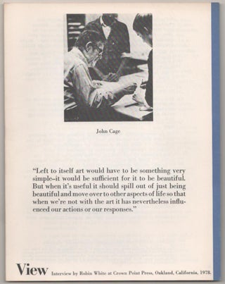 Item #184284 View: Vol. I No. 1 April, 1978 - John Cage. Robin WHITE, John Cage