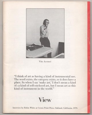 Item #184285 View: Vol. II No. 5/6 October/November, 1979 - Vito Acconci. Robin WHITE, Vito...