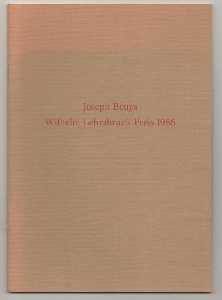 Item #186748 Joseph Beuys: Wilhelm-Lehmbruck-Preis 1986. Joseph BEUYS.