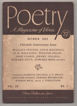 Item #187115 Poetry October 1942 Volume LXI No. 1. Peter DE VRIES, Jessica Nelson North,...