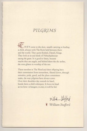 Item #187757 Pilgrims (Signed Broadside). William STAFFORD