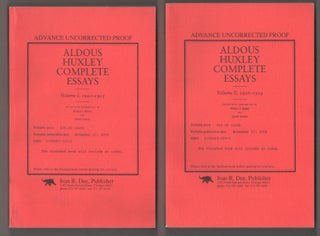 Item #189287 Aldoux Huxley Complete Essays Volume I, 1920 - 1925, Volume II 1926 - 1929....