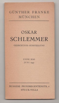 Item #189295 Oskar Schlemmer: Gedachtnis Austellung. Oskar SCHLEMMER