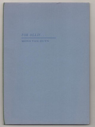 Item #189351 For Ollie, On His Birthday. Mona VAN DUYN