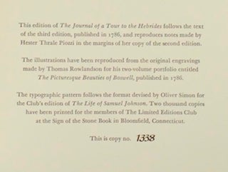 The Journal of A Tour To The Hebrides with Samuel Johnson