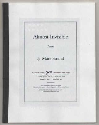 Item #189596 Almost Invisible. Mark STRAND