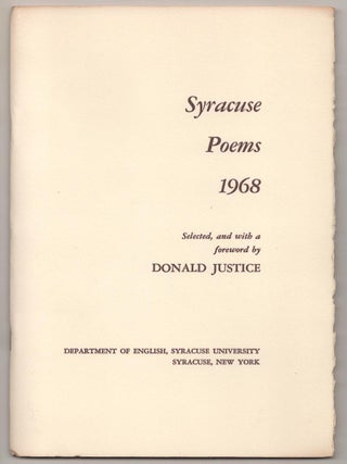 Item #189717 Syracuse Poems 1968. Donald JUSTICE