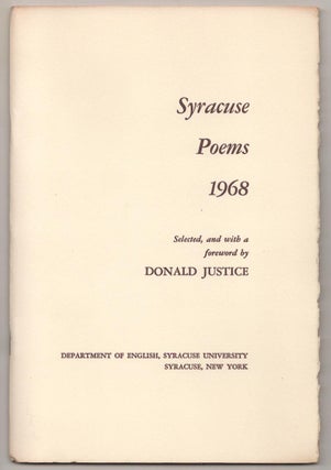 Item #189717 Syracuse Poems 1968. Donald JUSTICE
