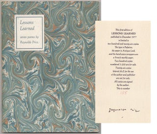 Item #189730 Lessons Learned (Signed Limited Edition). Reynolds PRICE