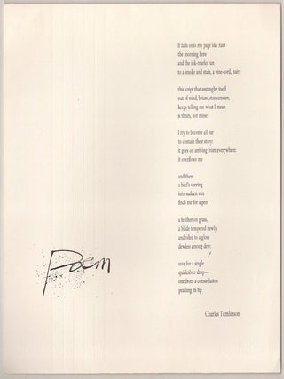 Item #190028 Poem. Charles TOMLINSON