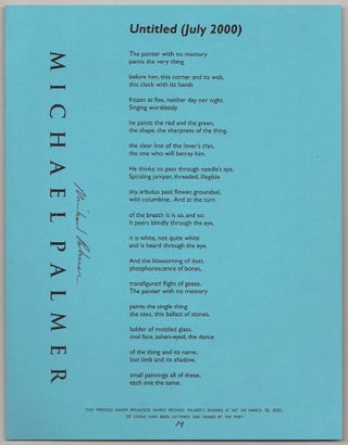 Item #190071 Untitled (July 2000) (Signed Broadside First Edition). Michael PALMER