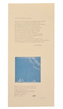 Item #190075 Night Observations (Signed). John HOLLANDER
