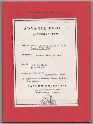 Item #190340 Have You Ever Eaten Stars? Poems 1979-1980. Robert Penn WARREN
