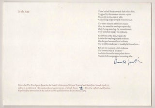 Item #190342 In the Attic (Signed Broadside). Donald JUSTICE