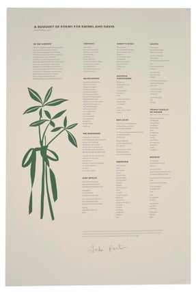 Item #190492 A Bouquet of Poems for Rachel and David (Signed Broadside). Linda PASTAN