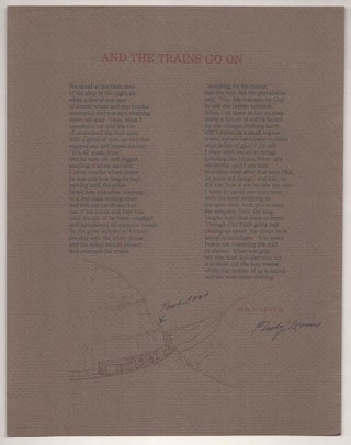 Item #190615 And The Trains Go On (Signed Broadside). Philip LEVINE